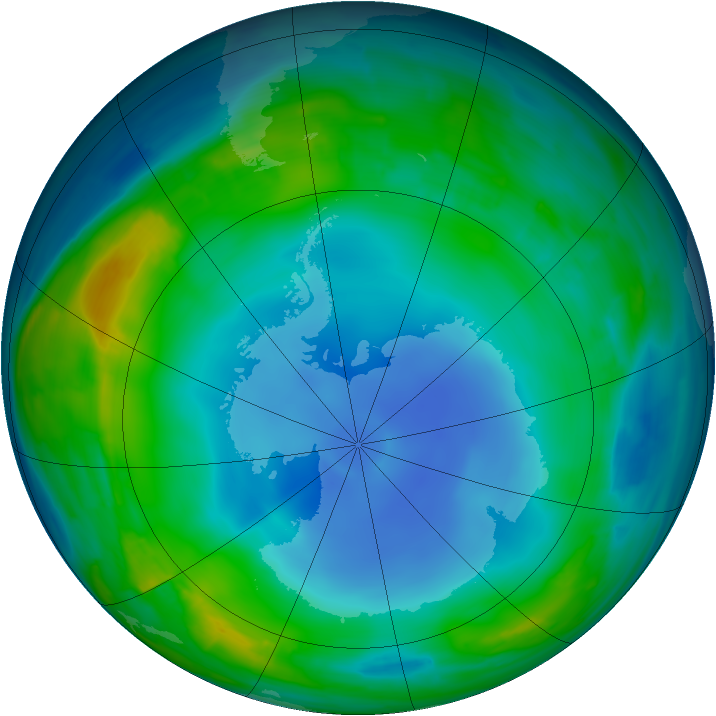 Antarctic ozone map for 13 July 2013